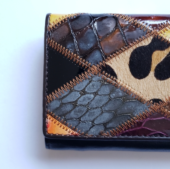 NWT Multicolored Patchwork Leather Wallet Animal Print Wallet - Picture 13 of 16